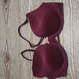 Victoria Secret linen demi 32D burgundy bra